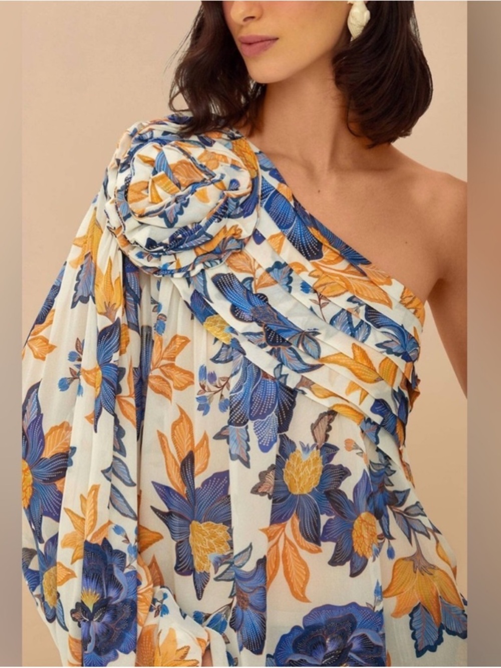 one-shoulder floral print top blouse by Farm Rio DT - Picture 7 of 13